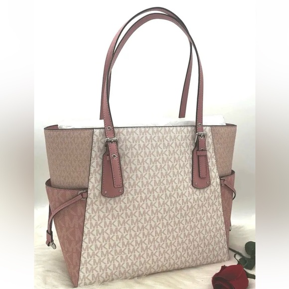 AUTH NWT MICHAEL Michael Kors Voyager Monogram ColorBlock Tote Bag-PrimroseMulti - Picture 3 of 11